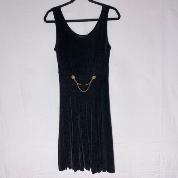 Vintage Picadilly Fashion Black Knee Length Cocktail Dress M - Picture 1 of 15